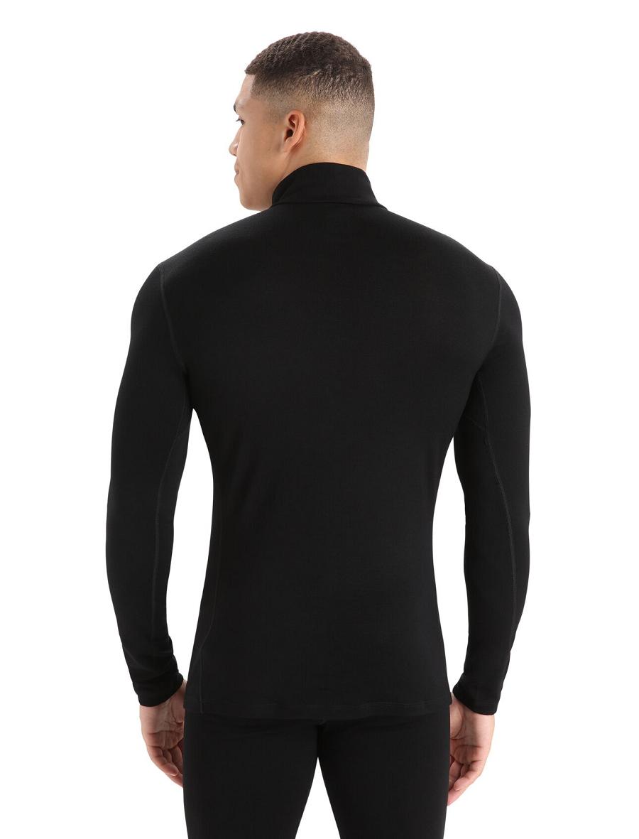 Men's Icebreaker Merino 260 Tech Long Sleeve Half Zip Thermal Top Base Layers Black | CA 1560HAPK